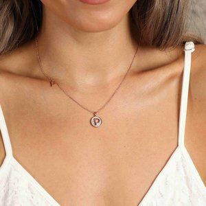 Moissanite  Letter P Pendant 18 K Rose Gold Plated 925 Silver Necklace